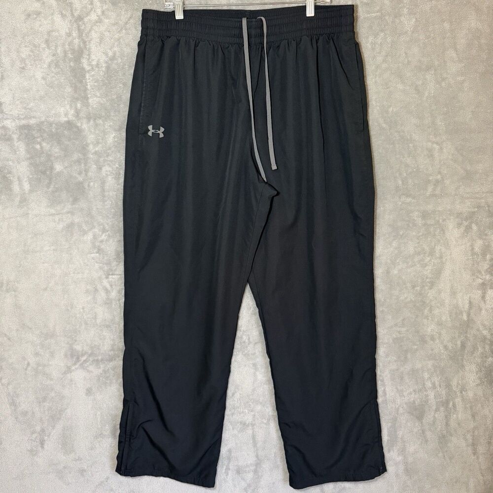Under Armour Black Track Pants Men's 2XL Loose Athleisure Streetwear Ankle Zip
